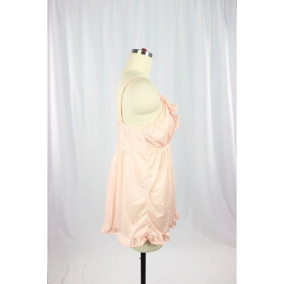 Vintage 80's LUV LEE Pink Satin Lace Ruffle Babydoll Slip, Size M, Union Made - Picture 2 of 11